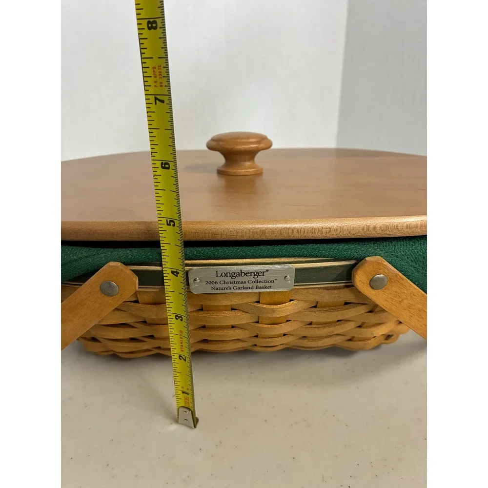Longaberger 2006‎ Christmas Collection Natures Garland Basket Wood Lid Liner USA